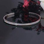 Women's Adjustable White Gold Opal Cuff Bracelet