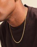 14k Gold Bonded 3mm Curb Chain Necklace for Men