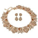 Champagne Vintage Crystal Statement Necklace and Earring Set