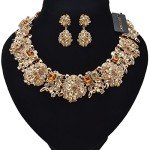 Champagne Vintage Crystal Statement Necklace and Earring Set