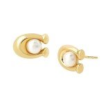 Coach Women's Pearl Signature Stud Earrings Set