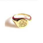 Custom Sterling Silver Initial Signet Ring - Gothic