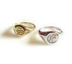 Custom Sterling Silver Initial Signet Ring - Gothic