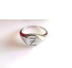 Custom Sterling Silver Initial Signet Ring - Gothic