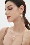 Gold-Filled Minimalist White Pearl Cross Necklace