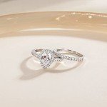 Sterling Silver Teardrop Halo Bridal Ring Set