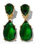 Emerald Crystal Teardrop Clip-On Earrings by Kenneth Jay Lane
