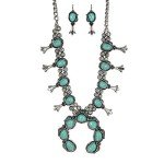 Turquoise Vintage Squash Blossom Necklace & Earrings Set