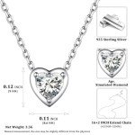 Silver Heart Choker Necklace with Diamond Pendant