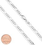 Miabella 925 Sterling Silver Diamond-Cut Figaro Necklace