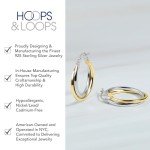 Gold and Silver Intertwined Hoop Earrings, 20mm