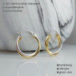 Gold and Silver Intertwined Hoop Earrings, 20mm