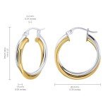 Gold and Silver Intertwined Hoop Earrings, 20mm