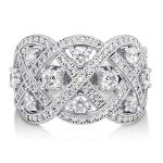 Woven Sterling Silver Art Deco CZ Statement Ring