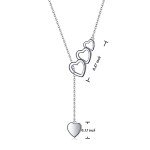 Adjustable Heart Y Shaped Sterling Silver Necklace