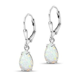 Dainty 925 Sterling Silver Opal Teardrop Earrings