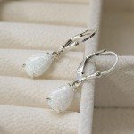 Dainty 925 Sterling Silver Opal Teardrop Earrings