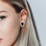 Gold Vortex Stacked Ring Cuffs for Stretched Ears