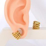 Gold Vortex Stacked Ring Cuffs for Stretched Ears