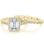 Elegant 2CT Emerald Cut CZ Bridal Ring Set