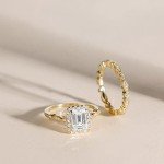 Elegant 2CT Emerald Cut CZ Bridal Ring Set