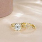 Elegant 2CT Emerald Cut CZ Bridal Ring Set