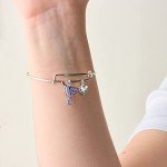 Joy Hummingbird Charm Bangle Bracelet in Silver