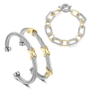 3-Piece Twisted Cable Bracelet Set for Women