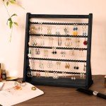 Rustic Wood Earring Holder Organizer with 270 Slots