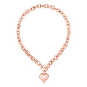 Rose Gold Heart Pendant Toggle Chain Necklace