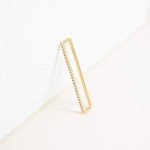 18k Gold Pave Bar CZ Clip-On Ear Cuff