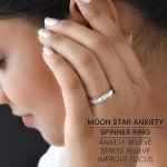 Sterling Silver Moon Star Fidget Spinner Ring