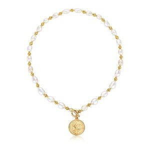Y2K Baroque Pearl Choker Necklace with Gold Accents