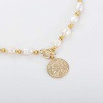 Y2K Baroque Pearl Choker Necklace with Gold Accents