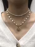 Y2K Baroque Pearl Choker Necklace with Gold Accents