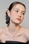 Rose Gold Heart Pendant Toggle Chain Necklace