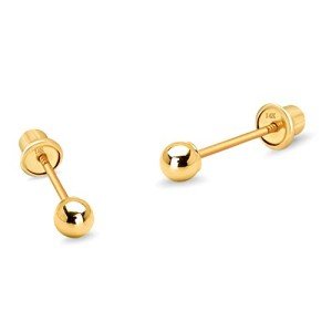 14k Yellow Gold Hollow Ball Stud Earrings for Kids