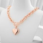 Rose Gold Heart Pendant Toggle Chain Necklace