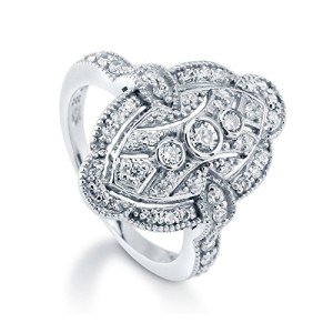 BERRICLE Vintage Inspired Art Deco Silver CZ Ring