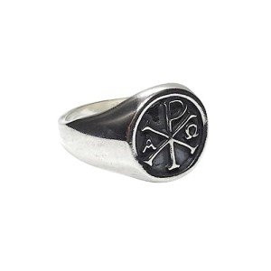 Sterling Silver Chi Rho Signet Ring for Men