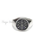 Sterling Silver Chi Rho Signet Ring for Men