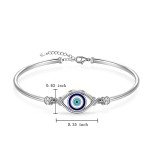 Adjustable Sterling Silver Evil Eye Bracelet for Women