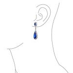 Teardrop Blue Cubic Zirconia Screw Clip Earrings