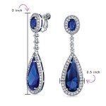 Teardrop Blue Cubic Zirconia Screw Clip Earrings