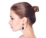 Teardrop Blue Cubic Zirconia Screw Clip Earrings