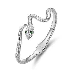 Adjustable Silver Snake Cuff Bracelet for Women