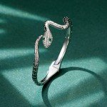 Adjustable Silver Snake Cuff Bracelet for Women