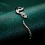 Adjustable Silver Snake Cuff Bracelet for Women