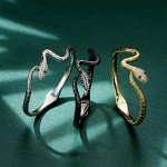 Adjustable Silver Snake Cuff Bracelet for Women