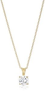 Gold Plated Cubic Zirconia Solitaire Pendant Necklace